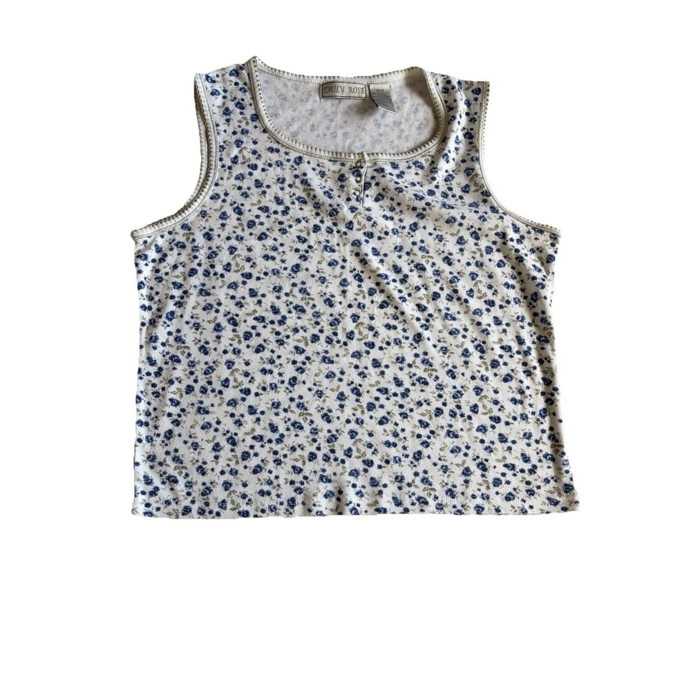 Vintage Emily Rose Henley Floral Cottagecore Tank Top
